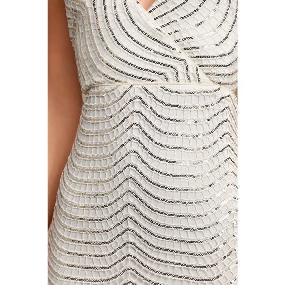 Lulus Bridal Yolanda White Sequin Sleeveless Maxi Dress Size S Sleeveless Formal - Picture 4 of 9